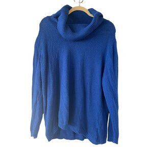 Women's 2X Royal Blue Cotton Cowl Neck Long Sleeve Knit Sweater 100% Cotton